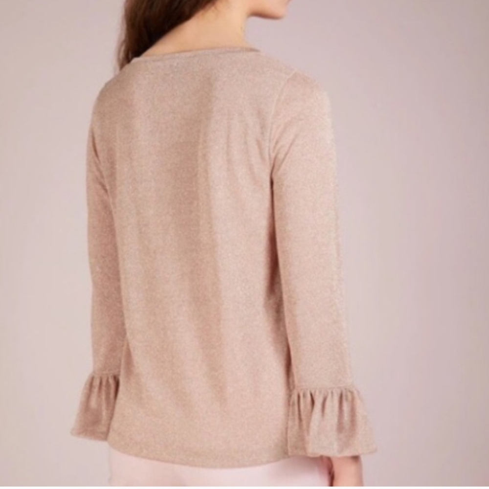 NWT J. CREW Shimmery Rose Gold Metallic Top w/ Bell Sleeves M - Picture 9 of 9